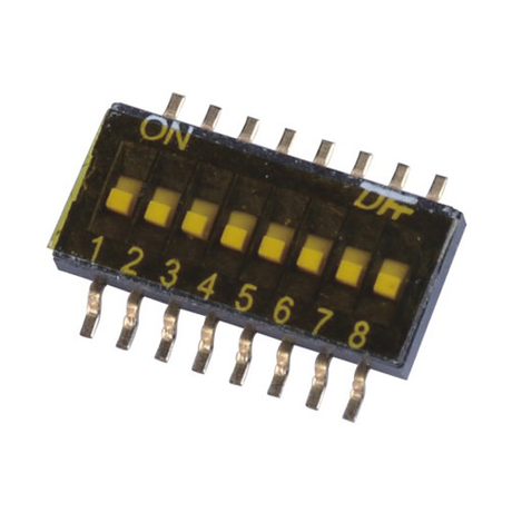 Dip Switch SMT Type 25mA, 24VDC Pin spacing 1.27 mm; 8-pole in tape-and-reel packaging